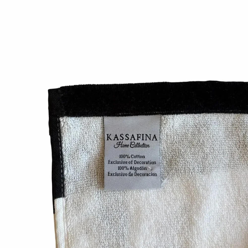 Kassafina BOWS Plush Bath Towel 100% Cotton Chic Black White Gray Decor NEW